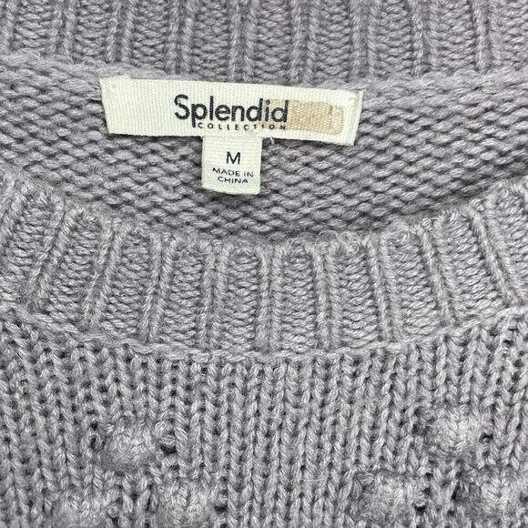 SPLENDID Daphne Heart Sweater Women Medium Lavender Knit Bobbles Pullover - Picture 9 of 11